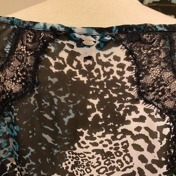 Vintage Y2K Teal And Black Ruffle Blouse. Guess. Size M. - Picture 4 of 4